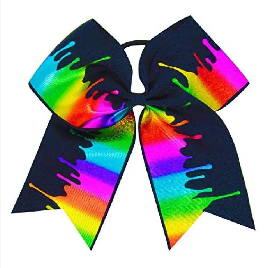 Блестящий бант для волос эластичная лента 7 дюймов Радужный голографический
