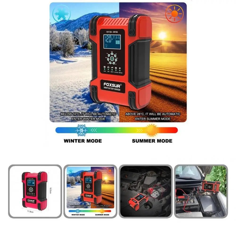 

Pulse Repair Charger 7-stage Automatic Charging Easy Reading Microprocessor Control Battery Charger for Truck