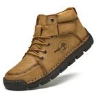 Мужские кожаные ботильоны ручной работы, коричневые ботинки в байкерском стиле, рабочая Уличная обувь, короткие ботинки, большой размер 48, 2022