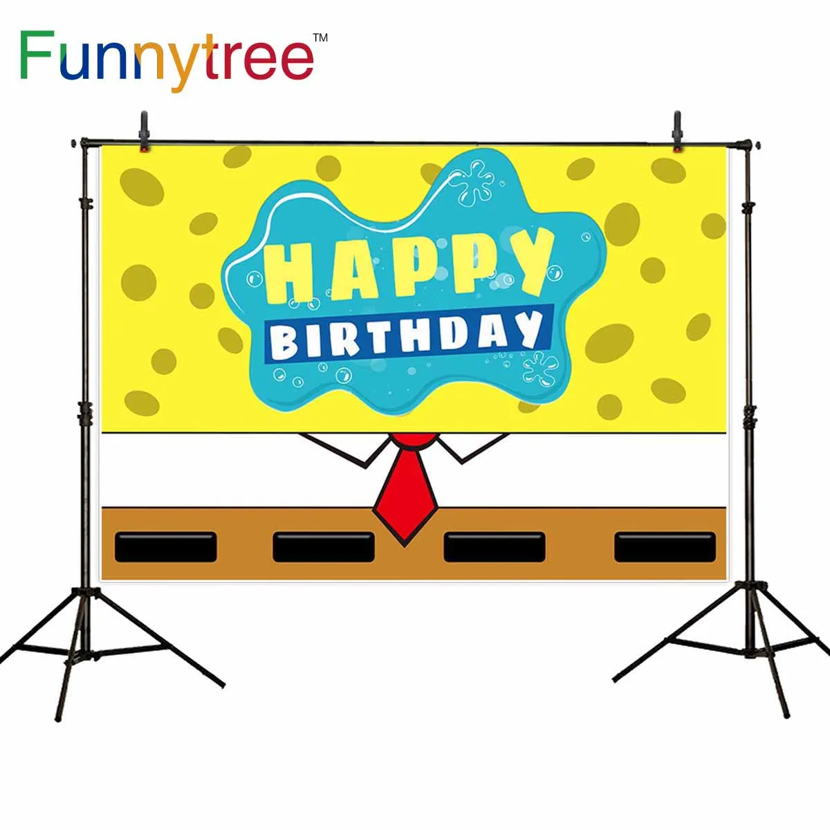 Фон Funnytree для фотосъемки с изображением мультяшного дня рождения душ желтая