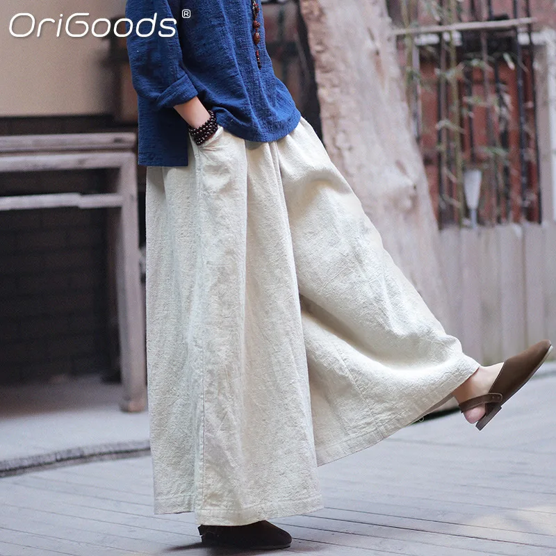 Оригинальные широкие брюки большого размера d для женщин льняные с широкими