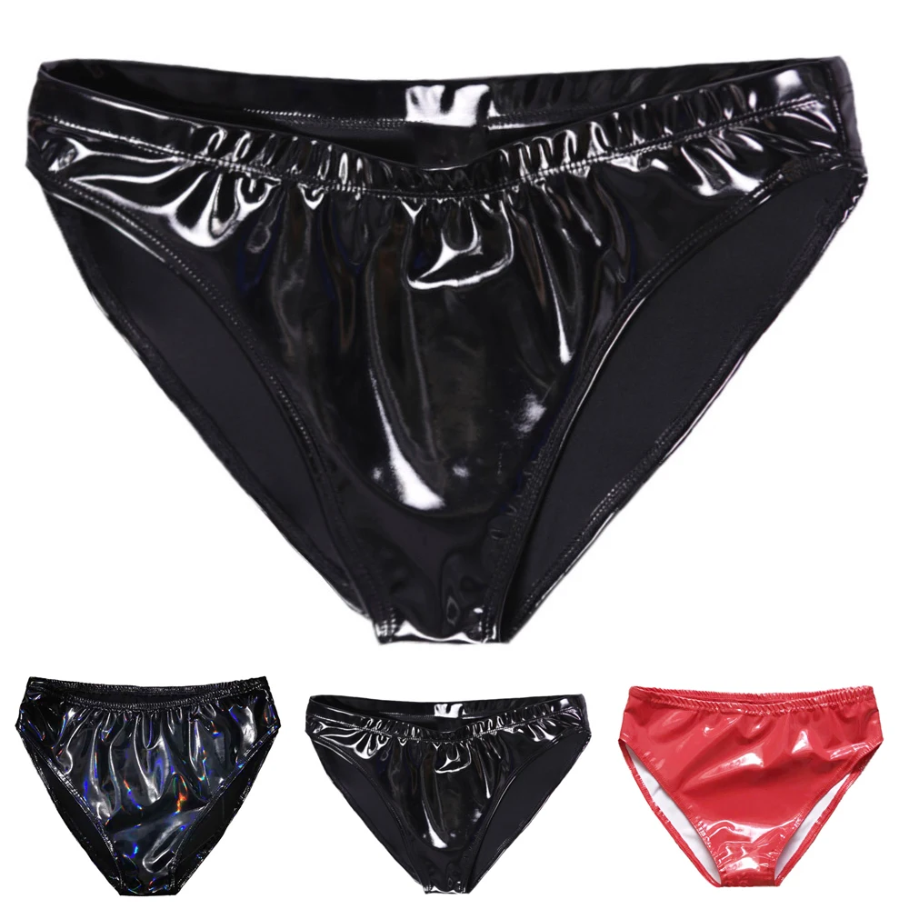 

Women Sexy Faux Leather Brief Slink Shiny Wet Look Panties Bikini Thong Brief Clubwear M-3XL 3 Styles