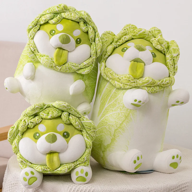 

22~55cm Cute Vegetable Fairy Japanese Cabbage Dog Doll Cute Shiba Inu Doggy Plush Toy Green Cabbage Soft Animal Children Present