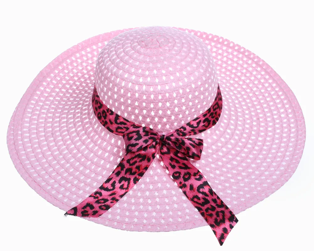 

Summer Hats For Women Sun Hat Beach Cap Fashion Leopard Print Big Straw Sun Floppy Wide Cap Foldable Uv Protection Chapeau Visor