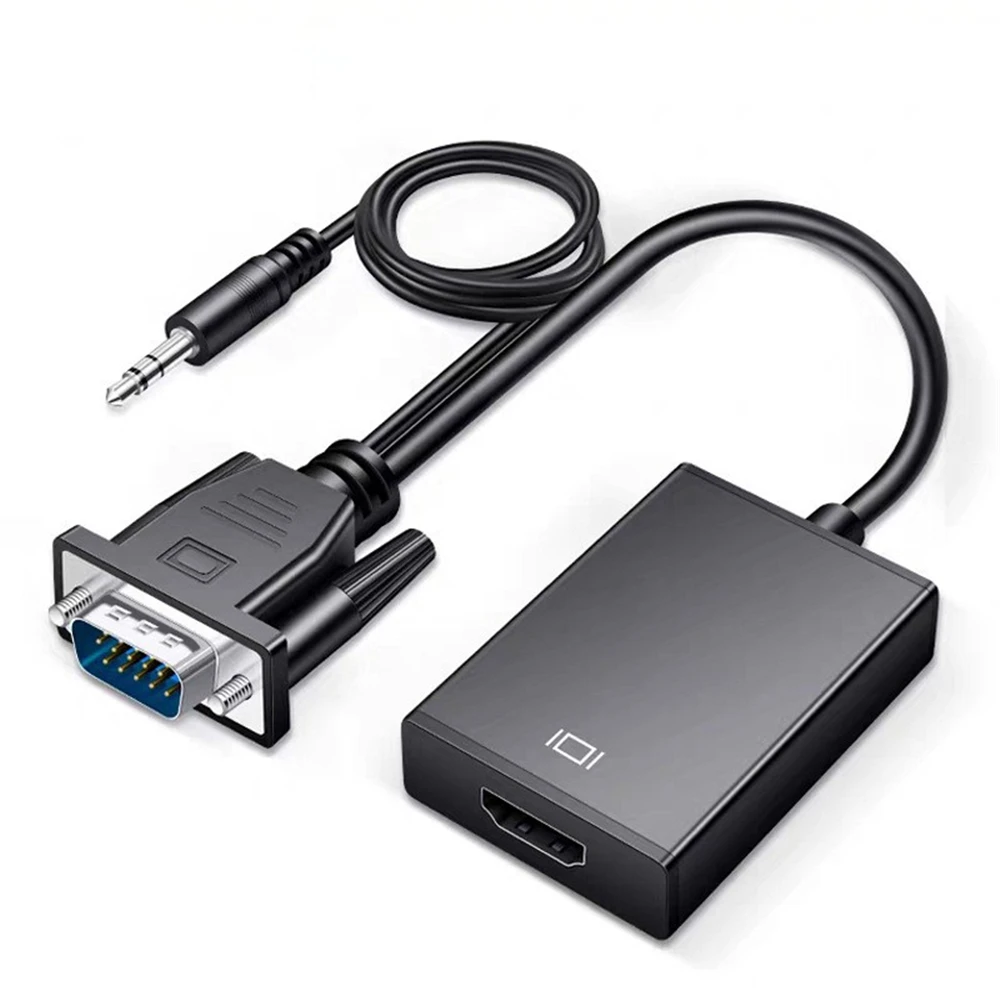 Адаптер VGA-HDMI-совместимый с аудиоконвертером Кабель-адаптер 1080P аудиовыходом