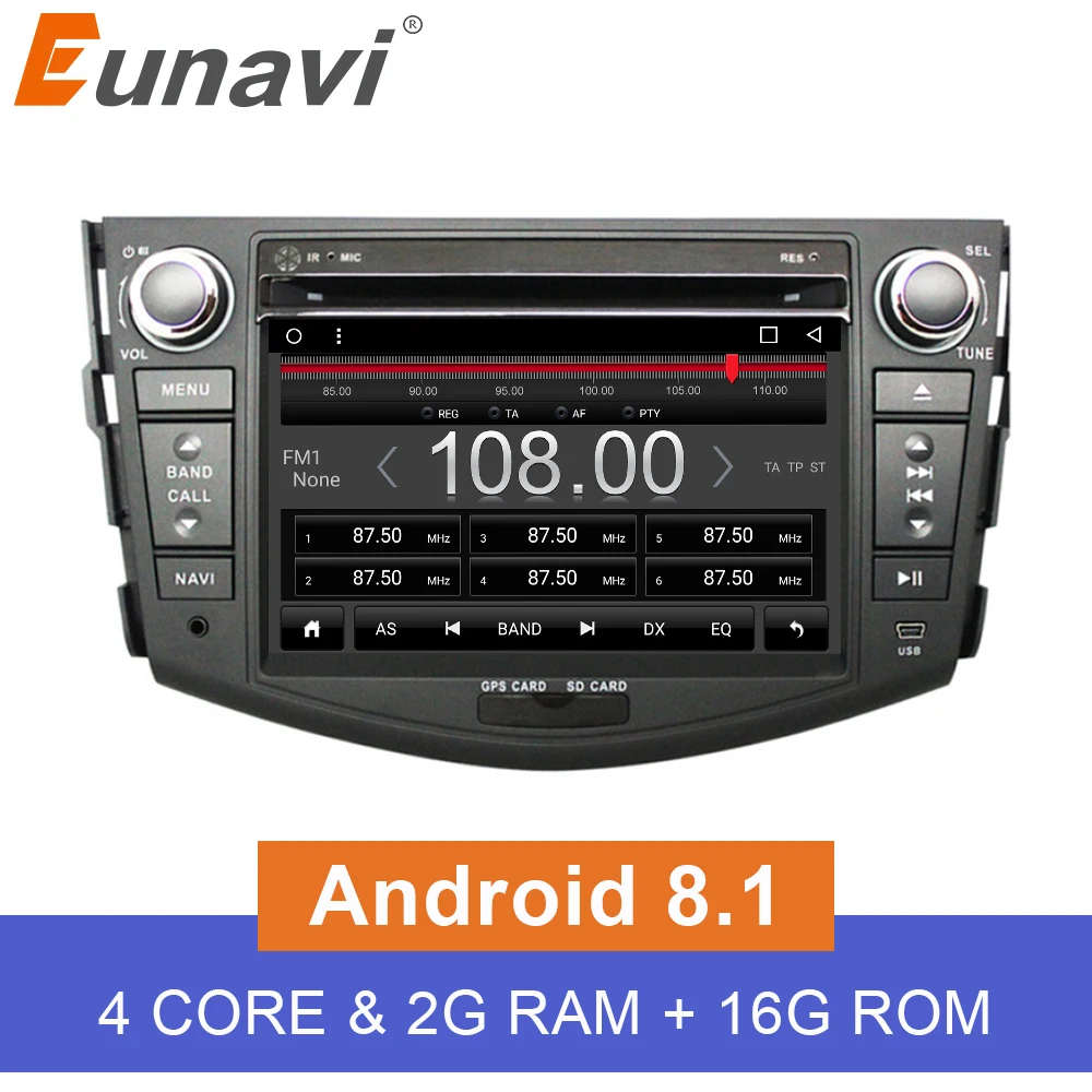 Eunavi автомобильный DVD 2 din Android 8 1 для Toyota Rav4 2007 2008 2010 2din Автомобильная стерео система