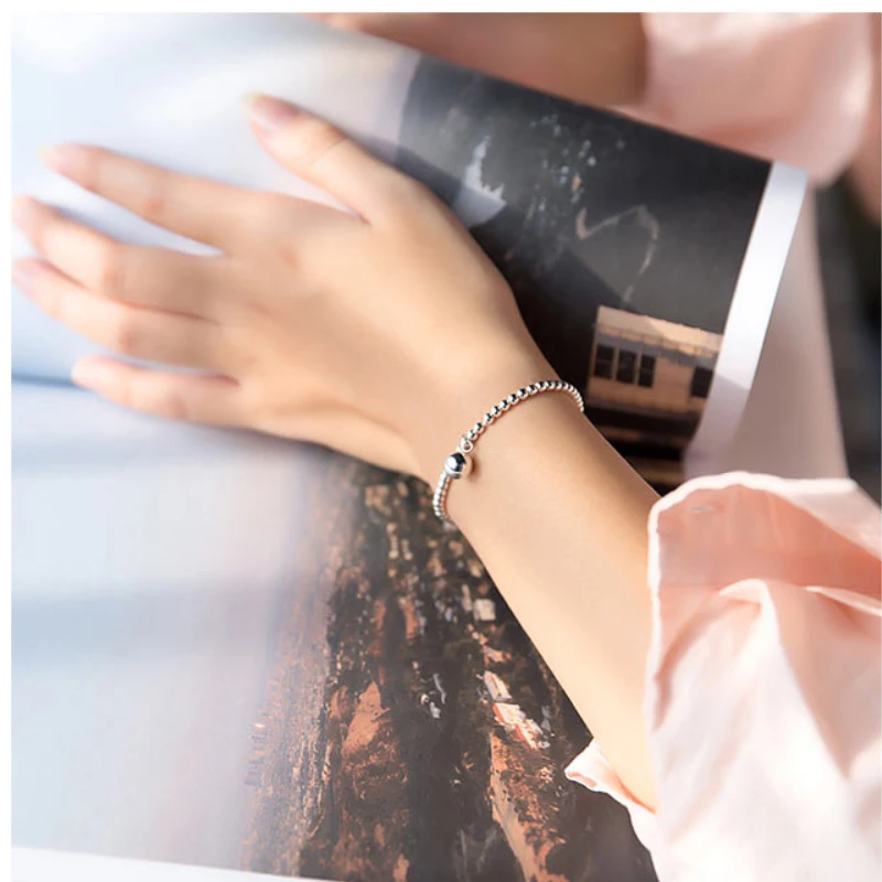 Женский браслет из серебра 100% пробы с бусинами 15 6 см | Украшения и аксессуары