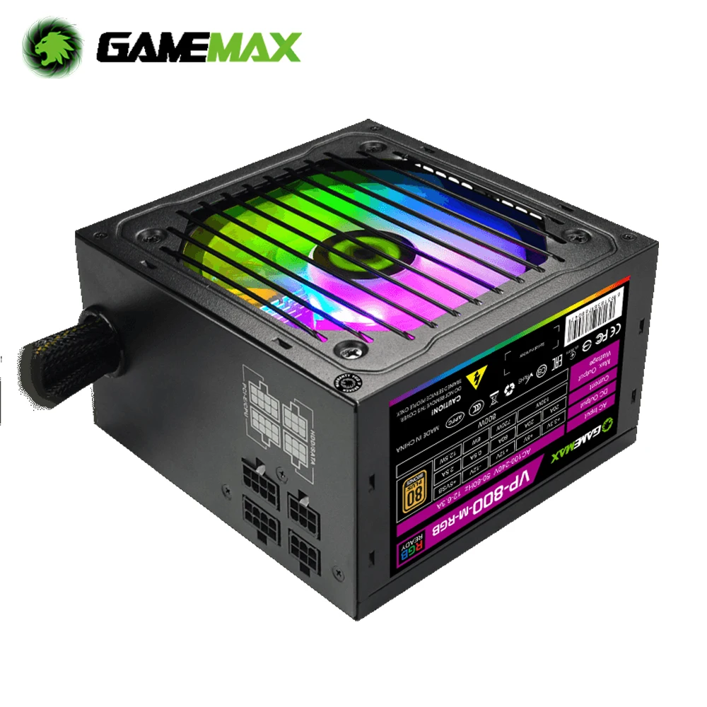 GameMAX Питание RGB блок питания True Номинальная 800 Вт Semi модульный 80 Plus бронза цветная