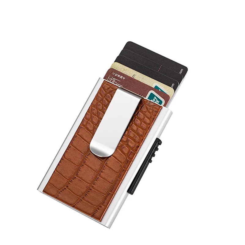 Metal Money Clip Wallet Smart Card Holder RFID Men Business ID Credit Card Holder Carbon Fiber Wallet Mens CardHolder 4 Colors