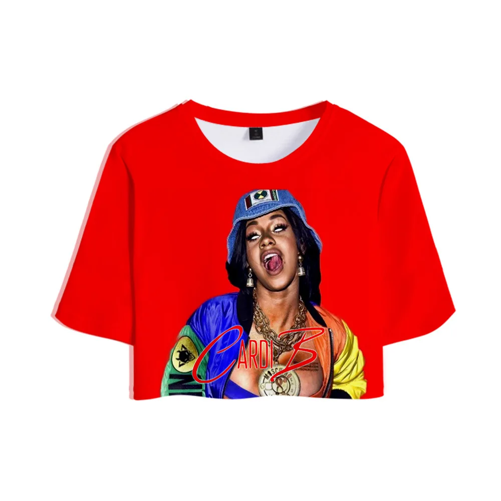 Весенне летняя новая стильная футболка с короткими рукавами и 3D принтом Rap Cardi B