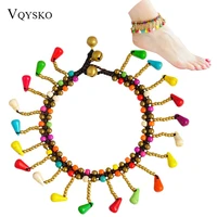 bohemian boho turquoises beads stone anklets for women summer holiday handmade kobiety sanda%c5%82y leg bracelet beach ocean jewelry