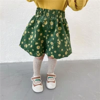 2021 autumn korean girl floral pumpkin pants fully printed daisy corduroy bud pants