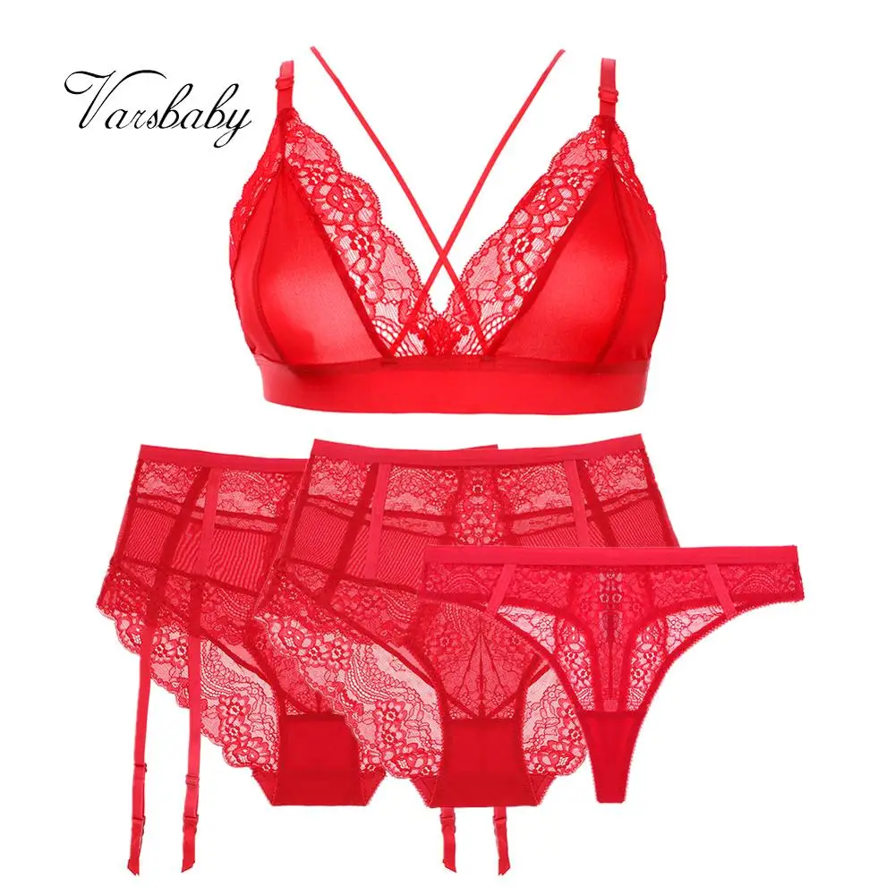 

Varsbaby/сексуальный бюстгальтер без косточек с глубоким v-образным Вырезом Без подкладки + стринги + трусики, 4 предмета, красивое нижнее белье с...