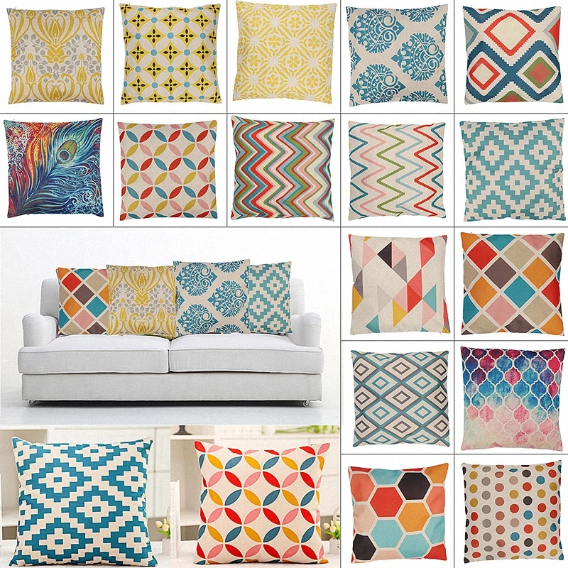 M Винтаж геометрический орнамент белье номер хлопок Подушка Чехол для подушки