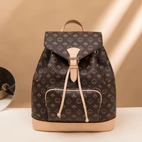 printed leather school girl luxury backpack 2021 women brown backpack fashion large capacity school bag for female travel bag