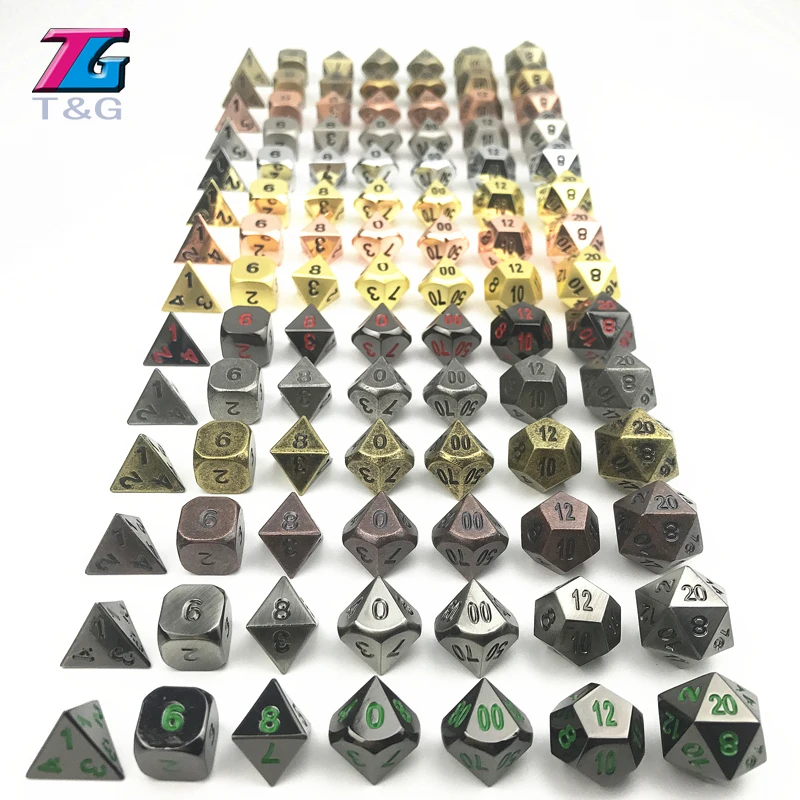 Высококачественные Новые металлические 7 игральных костей d4 d6 d8 d10 d % d12 d20 для