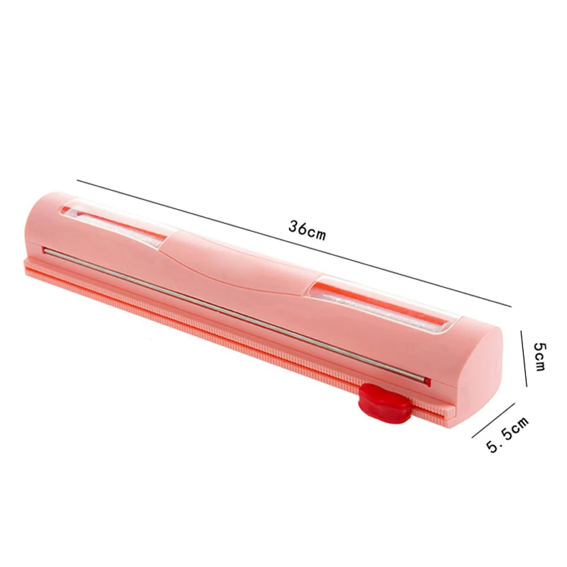 Plastic Wrap Dispenser with Slide Cutter Reusable Foil & Sealing Film Cutter Kitchen Storage Accessory Adjustable Length
