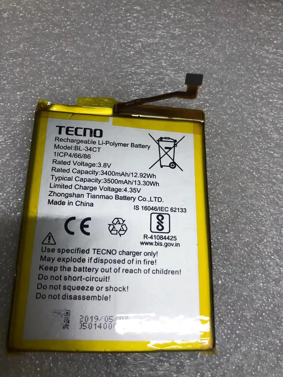 Аккумулятор TECNO BL 34CT 3500 мАч|Аккумуляторы для мобильных телефонов| |