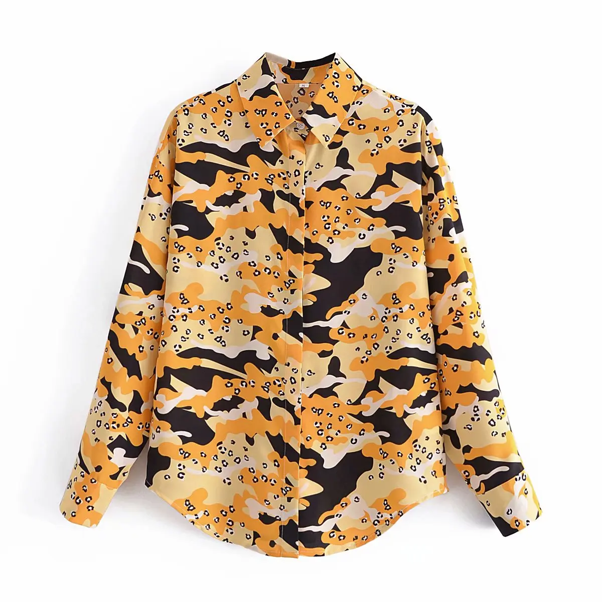 

Women Vintage Leopard Print Shirt Long Sleeve 2021 Chic Female High Street Loose Shirt