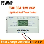 Регулятор заряда солнечной батареи, 30 А, MPPT PWM, напряжение, устанавливаемый ЖК-дисплей, два таймера, 30 А, 12 В, 24 В, автоматическая работа, Новинка