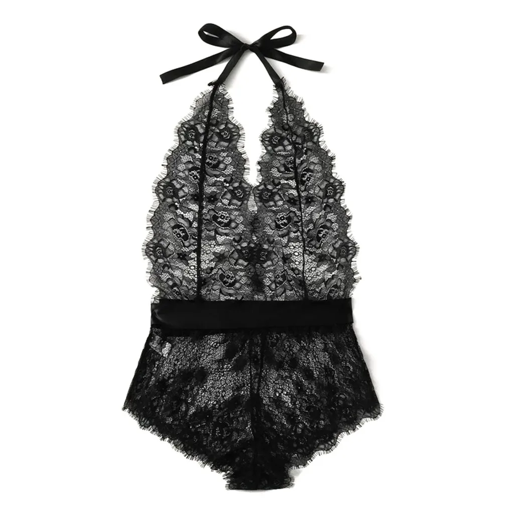 Прозрачное цветочное Кружевное боди женское кружевное нижнее белье с бантом и
