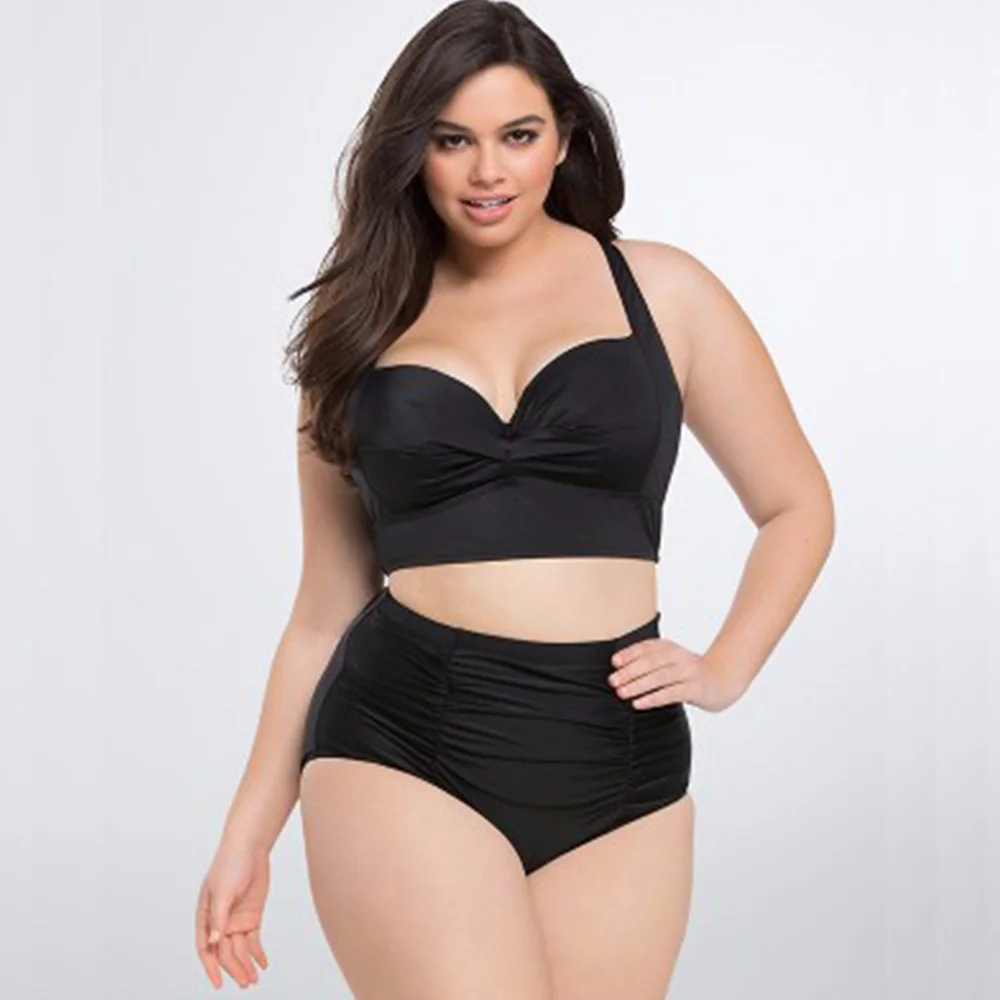 Быстрая доставка Для женщин 2 шт. размера плюс с высокой талией Холтер бикини