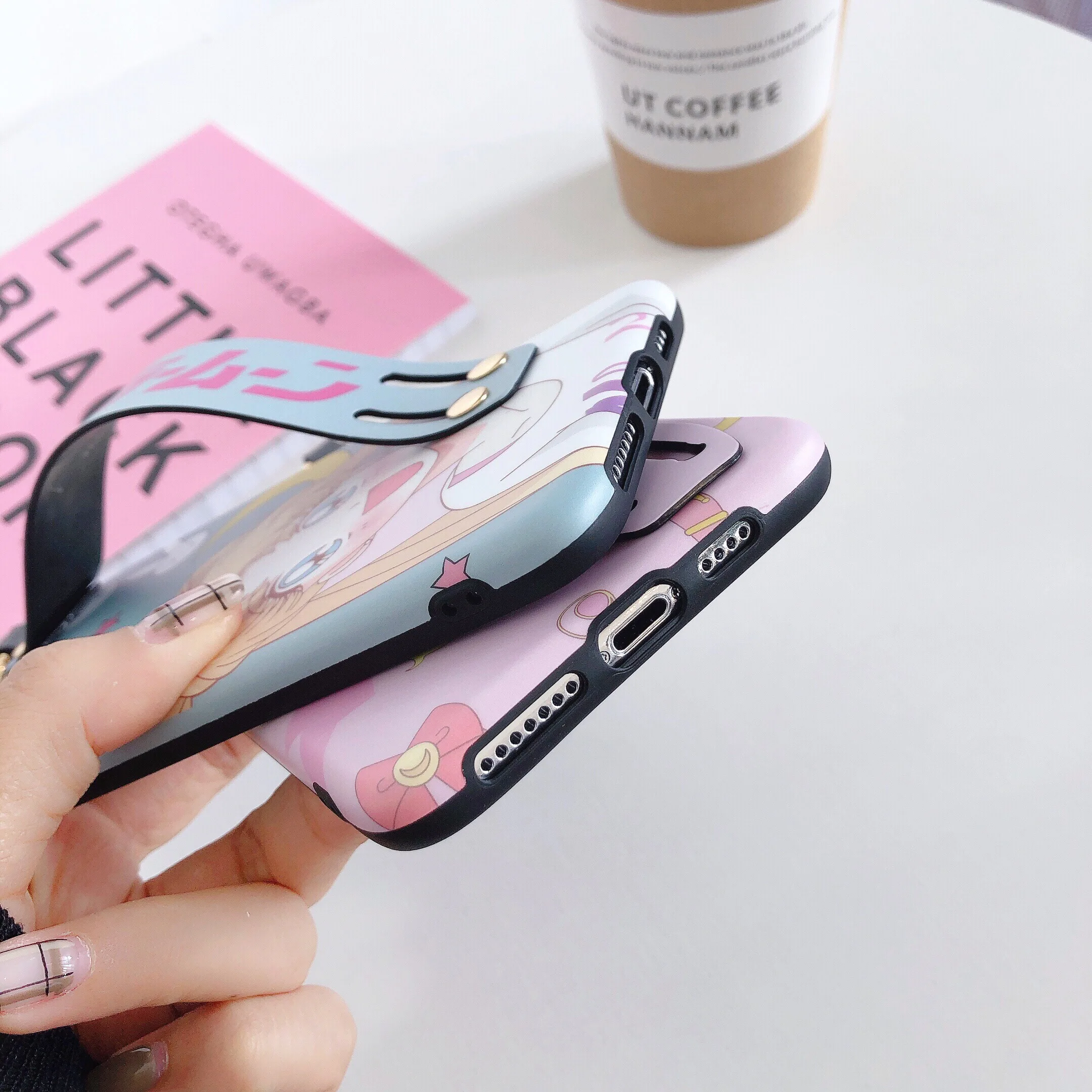 Милый чехол для телефона с мультяшным аниме для iPhone 11 Pro X Xr Xs Max, мягкий чехол из TPU с ремешком на заднюю крышку для 6 6s 7 8 Plus SE 2020.