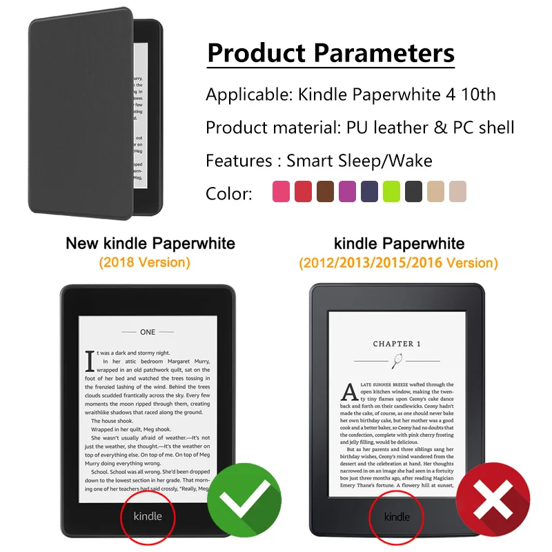 Ультратонкий чехол для Kindle Paperwhite 4 E Reader 2018 10 го поколения авто сна|Чехлы планшетов