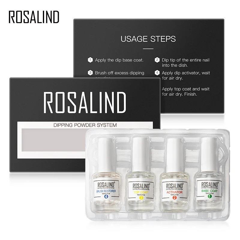 ROSALIND Dip порошок Набор голографические наклейки для ногтей блеск набор украшения