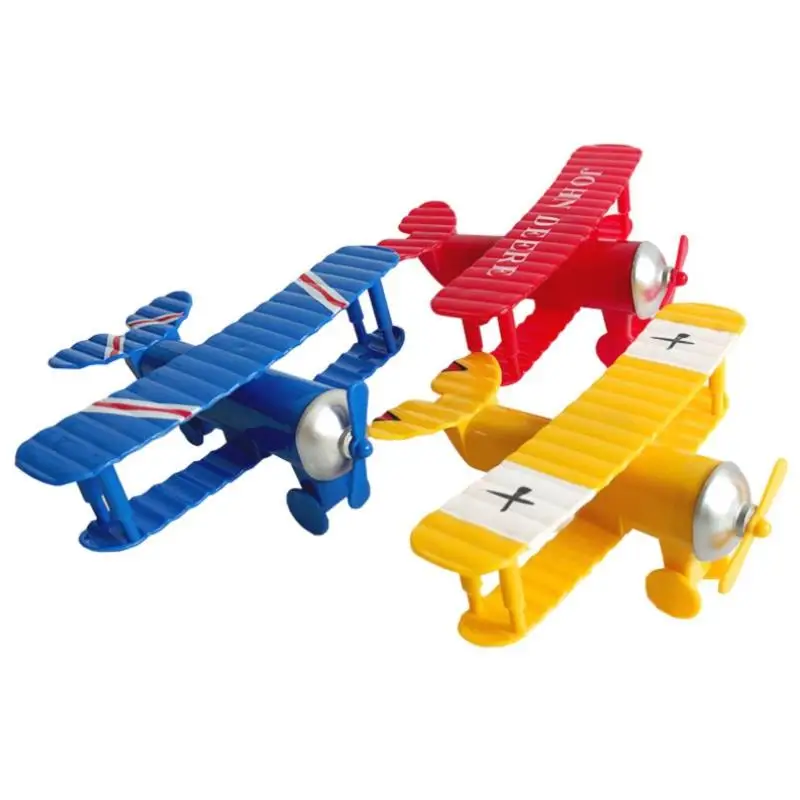 

1PC Dollhouse Miniature Biplane Model Mini Figurines For Home Decor Metal Iron Air Plane Model Aircraft