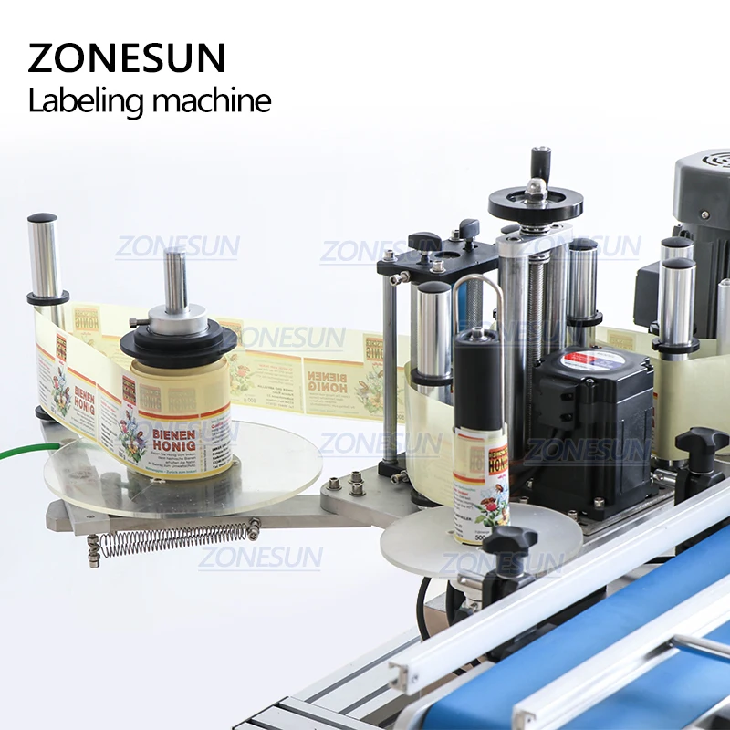 ZONESUN Автоматическая Этикетировочная машинка для круглых бутылок настольная клейкая наклейка этикетка банки пластиковые бутылки вина этикетка аппликатор