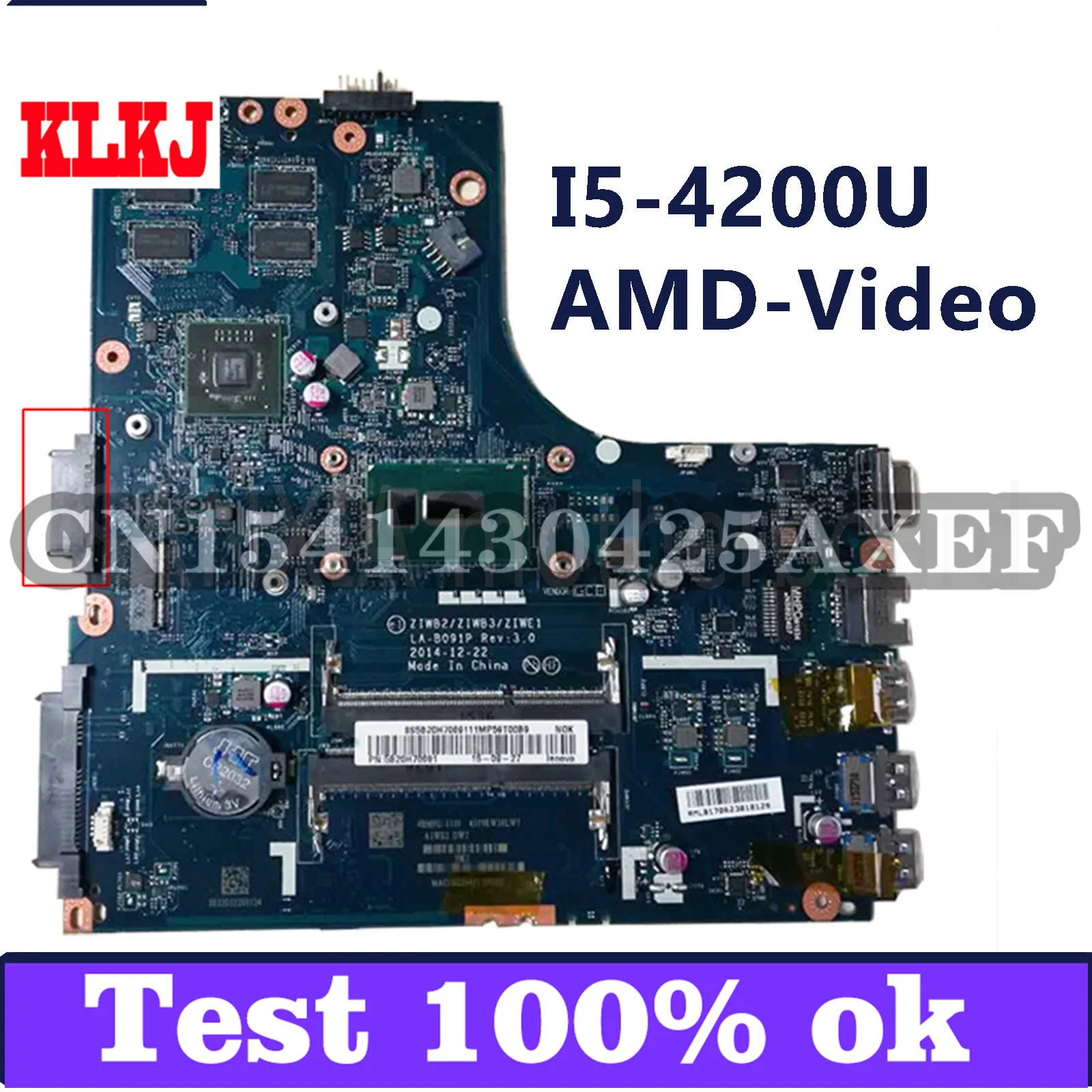 

KLKJ ZIWB2/ZIWB3/ZIWE1 LA-B091P Laptop Motherboard For Lenovo B40-70 Test Original Mainboard I5-4200U AMD-Video