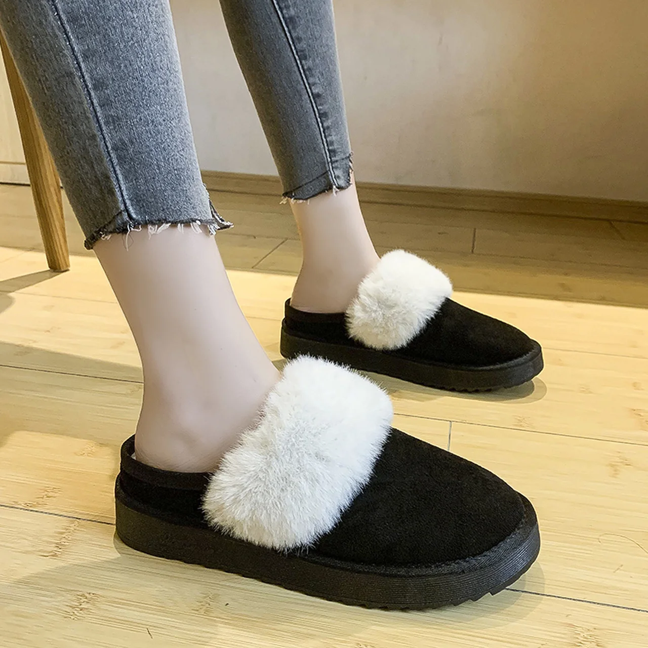 Women's slippers casual shoes autumn and winter thick-soled flat non-slip warm Baotou | Обувь