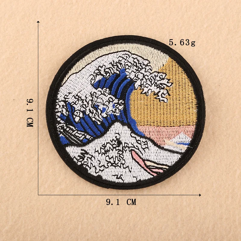 Японский укиё-э канагава круглый значок для серфинга вышитые нашивки одежды