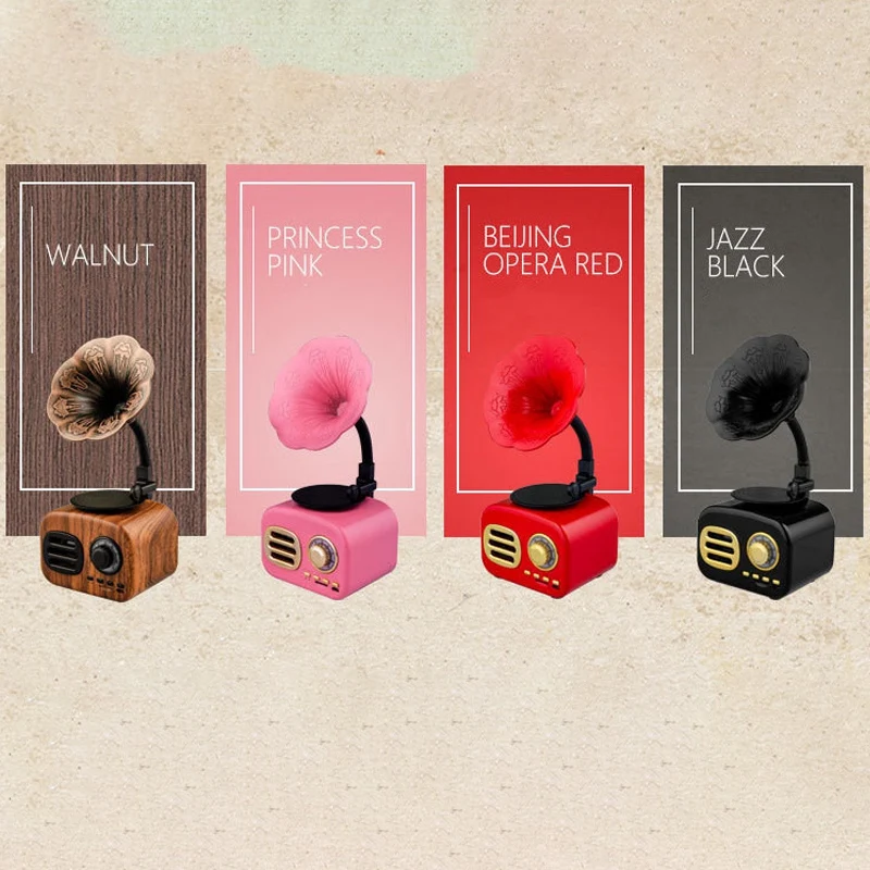 Retro Phonograph Wireless Handsfree FM Radio Loudspeaker Subwoofer Bluetooth Speakers Wood | Электроника