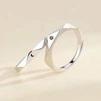 2 pcs sun moon lover couple rings simple opening ring for couple men women wedding engagement promise valentines day jewelry