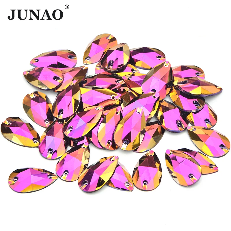 Оптовая продажа 17*28 мм стразы JUNAO для шитья с плоской задней поверхностью