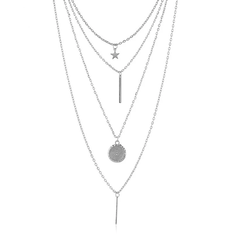 Роскошное многослойное ожерелье со звездой и цепочкой для монет женщин в стиле