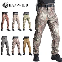 han wild shark skin tactical fleece pants men winter soft shell windproof camouflage hunt trousers military army cargo pants