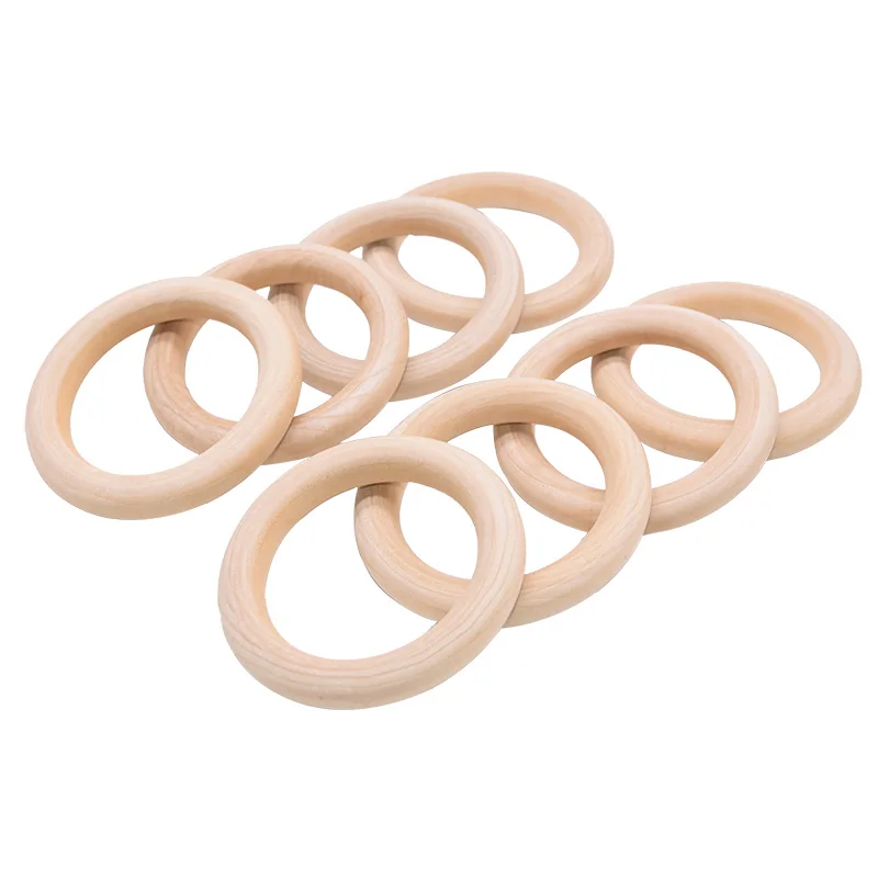 

5pcs 55/65mm Natural Wooden Baby Teething Rings Wood Ring Children Birthday Gift Kids Toy DIY Wooden Jewelry DIY Handmade Crafts