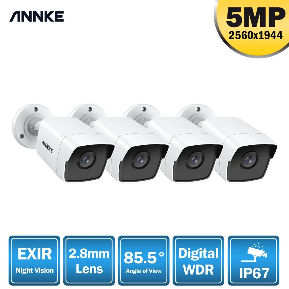 Камера Наружного видеонаблюдения ANNKE 4X Ultra HD 5MP TVI белая система безопасности с