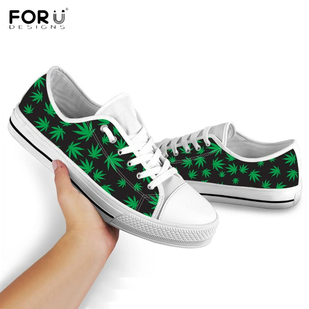 FORUDESIGNS/Женская парусиновая обувь с 3D рисунком листьев травы/кленовых