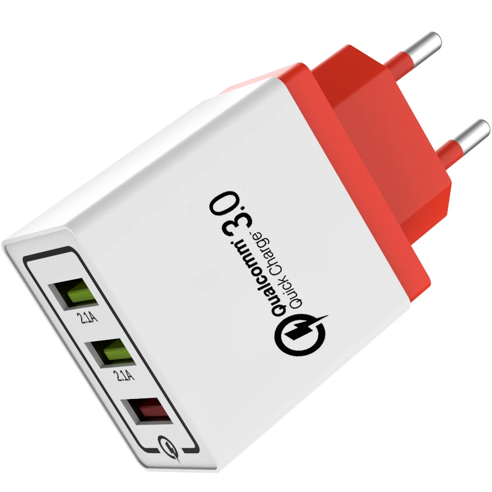 red USB 3,0 зарядное устройство quick charge 3,0 QC3.0 Turbo Мульти USB зарядное устройство Turbo Мульти адаптер EU Plug power bank зарядное устройство для xiaomi iPhone - Тип штекера: red
