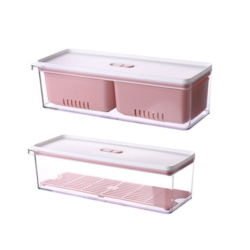 

Stackable Produce Saver, Organizer Bins with Removable Drain Tray for Refrigerators, Cabinets and Pantry
