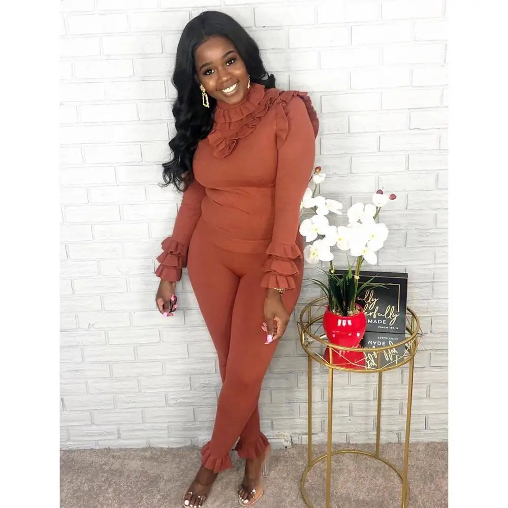 Зимний модный кардиган с воланами спортивный костюм длинным рукавом