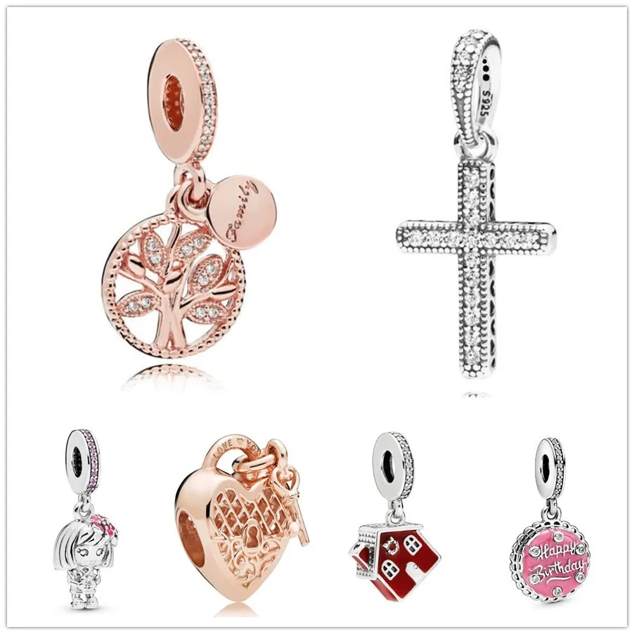 

Authentic 925 Sterling Silver Pink Birthday Cake With Happy Birthday Pendant Charm Beads Fit Pandora Bracelet & Necklace Jewelry