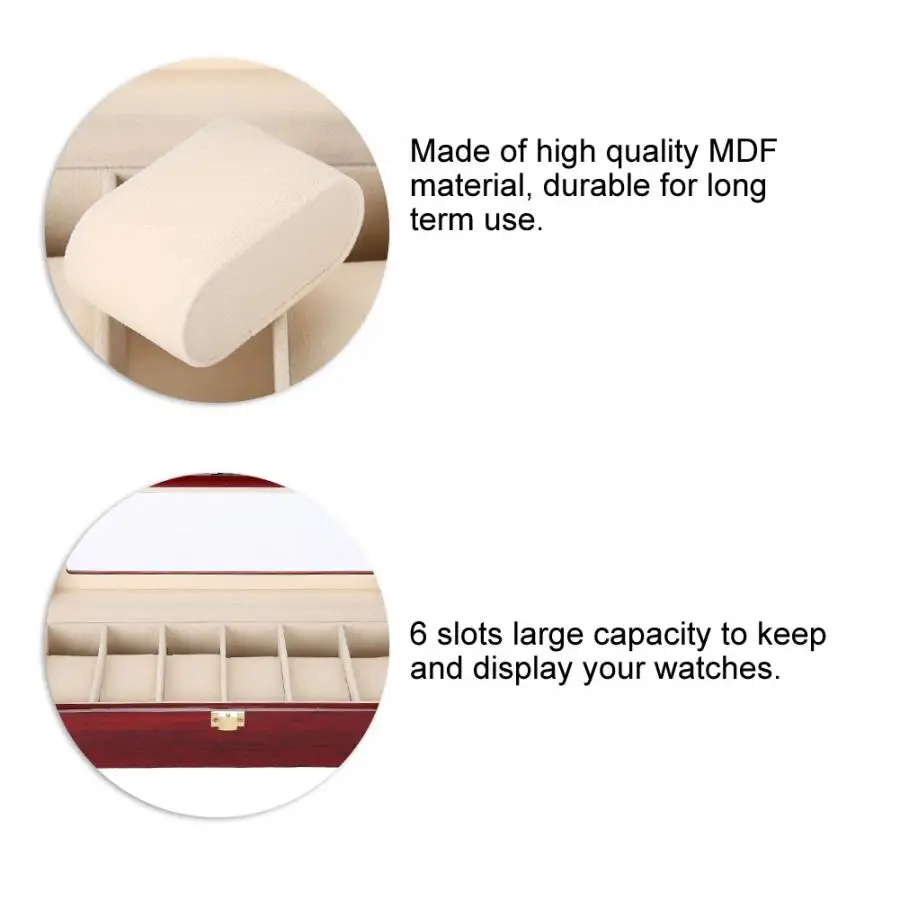Портативный деревянный чехол для хранения часов с 6 отделениями