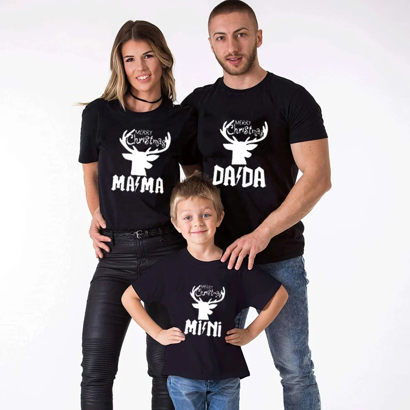 Рождественская семейная Одинаковая одежда футболки с надписью лось для матери