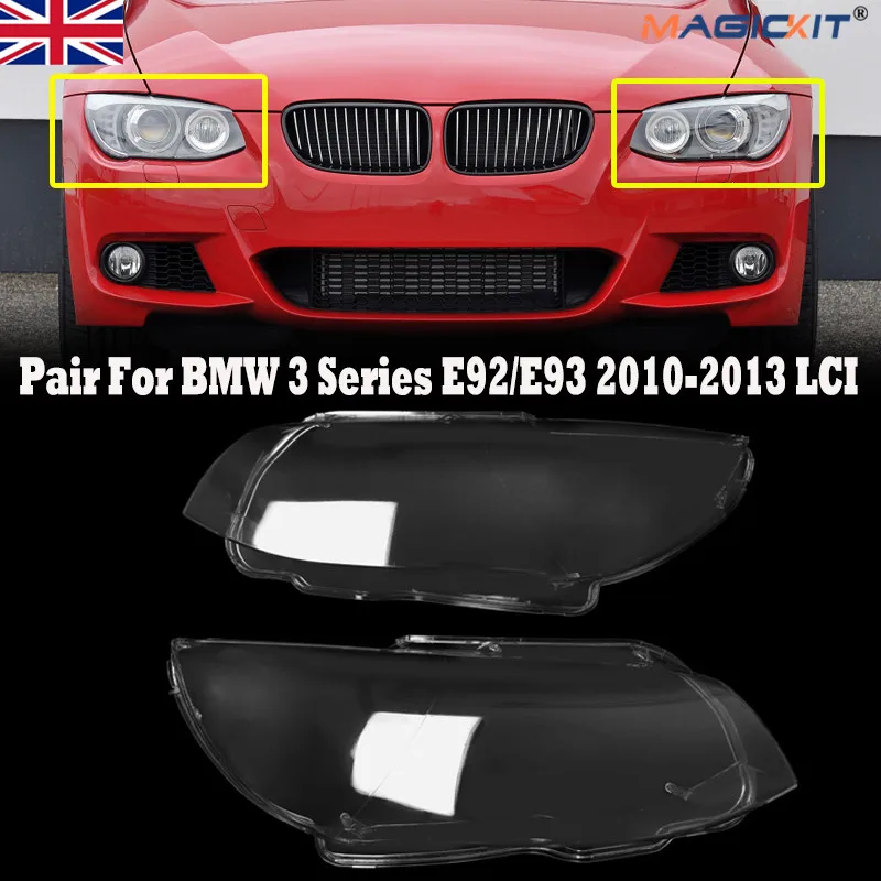 

MagicKit For BMW E92 E93 10-13 LCI Left+Right Clear Headlight Headlamp Lens Cover Shells