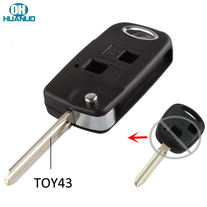 2 кнопки Складной флип чехол для ключей Fob Toyota Rav4 Corolla Camry Echo Prado Celica Tarago | Автомобили